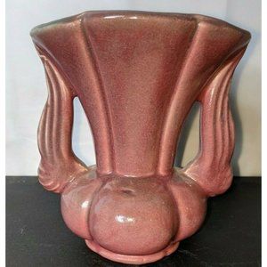 Vintage MCM Century Arkansas Niloak Art Pottery Vase Pink Angel Wings Handled
